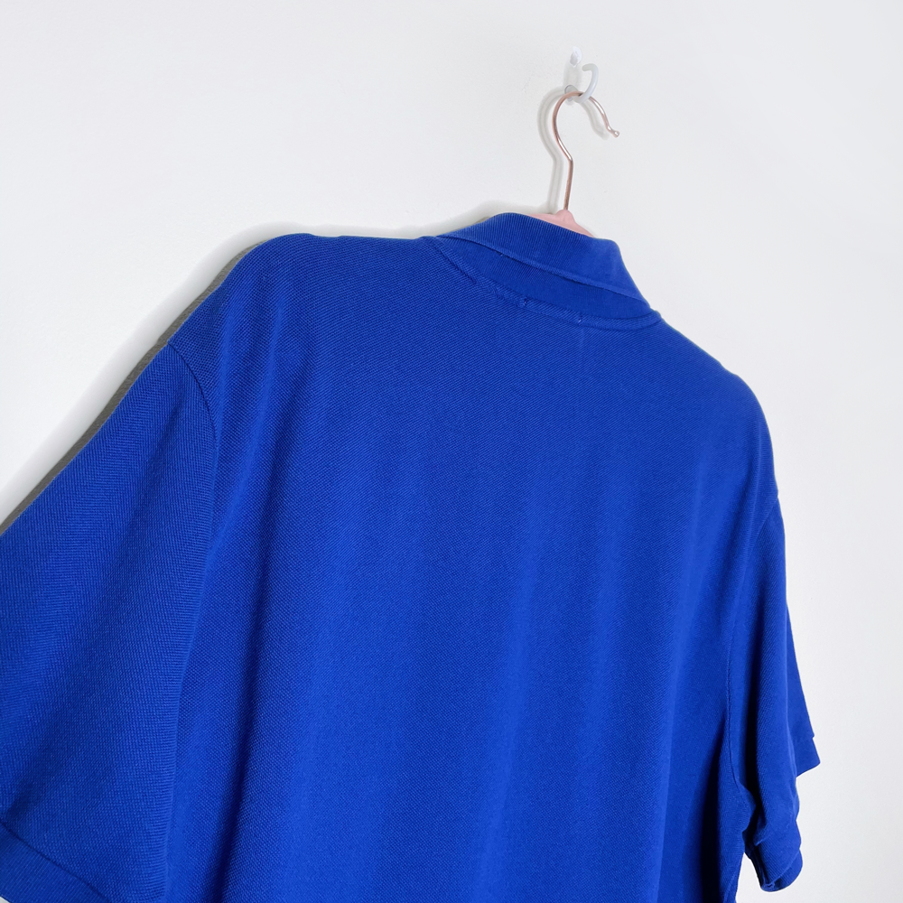 lacoste x minecraft blue patch polo short sleeve shirt - size xl