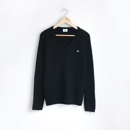 Lacoste chunky rib v-neck wool sweater - size 40