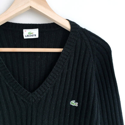 Lacoste chunky rib v-neck wool sweater - size 40