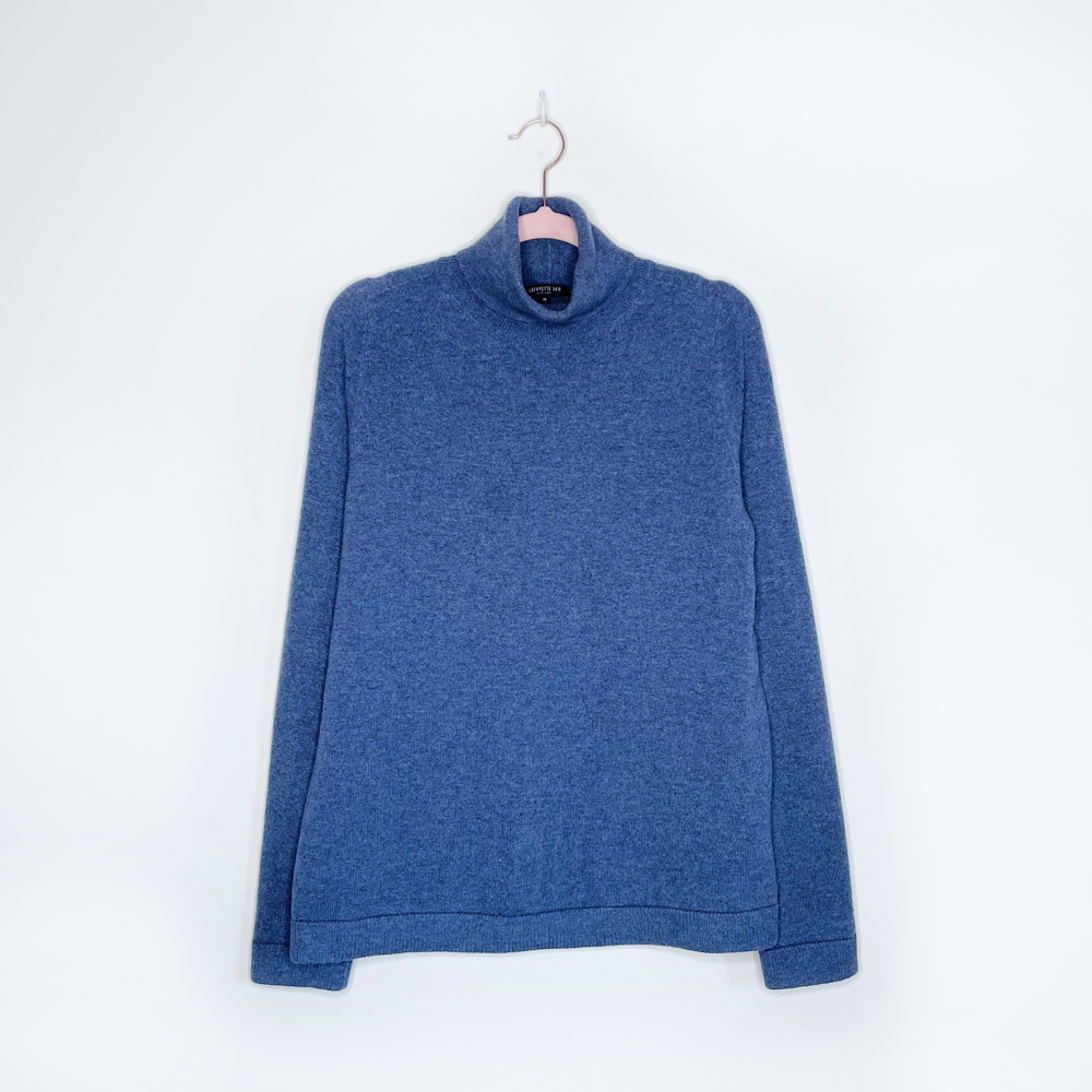 lafayette 148 blue 100% cashmere turtleneck - size medium
