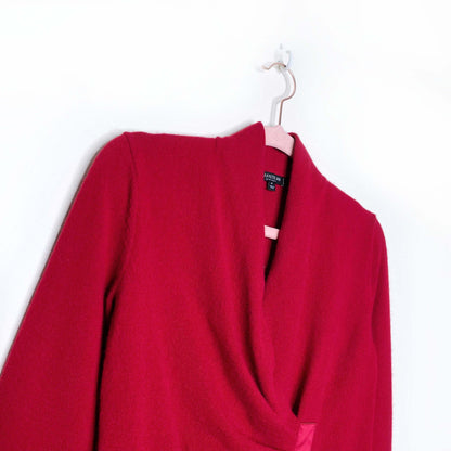 lafayette 148 faux wrap red cashmere sweater - size P petite