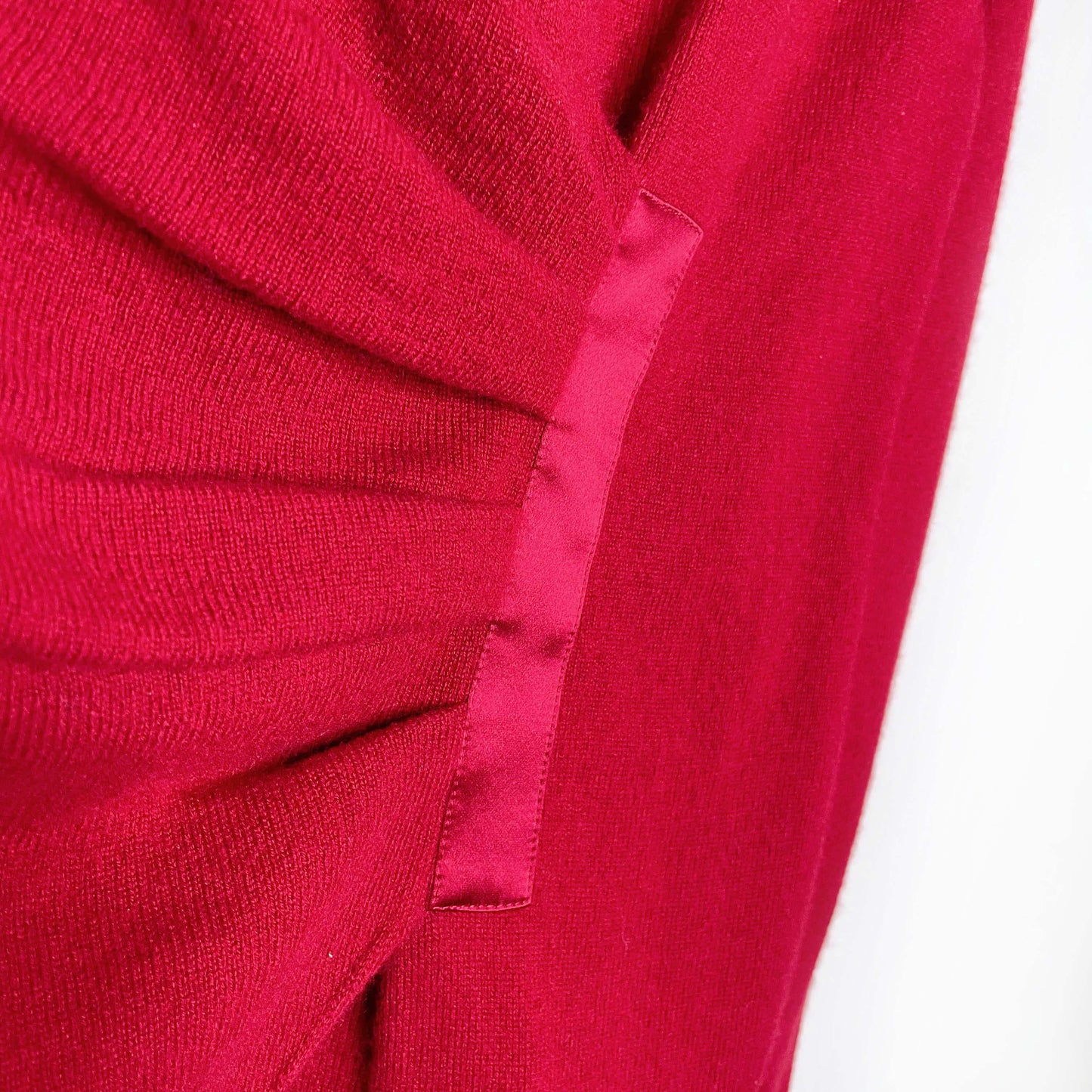 lafayette 148 faux wrap red cashmere sweater - size P petite