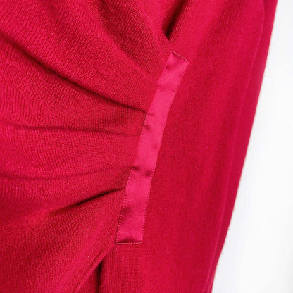 lafayette 148 faux wrap red cashmere sweater - size P petite