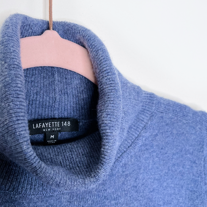 lafayette 148 blue 100% cashmere turtleneck - size medium
