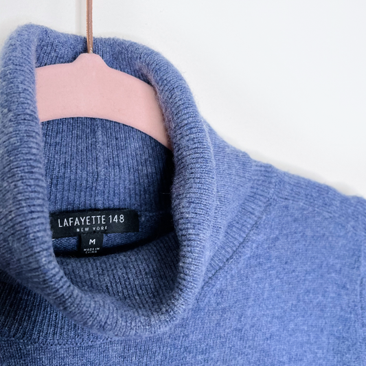 lafayette 148 blue 100% cashmere turtleneck - size medium