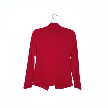 lafayette 148 faux wrap red cashmere sweater - size P petite