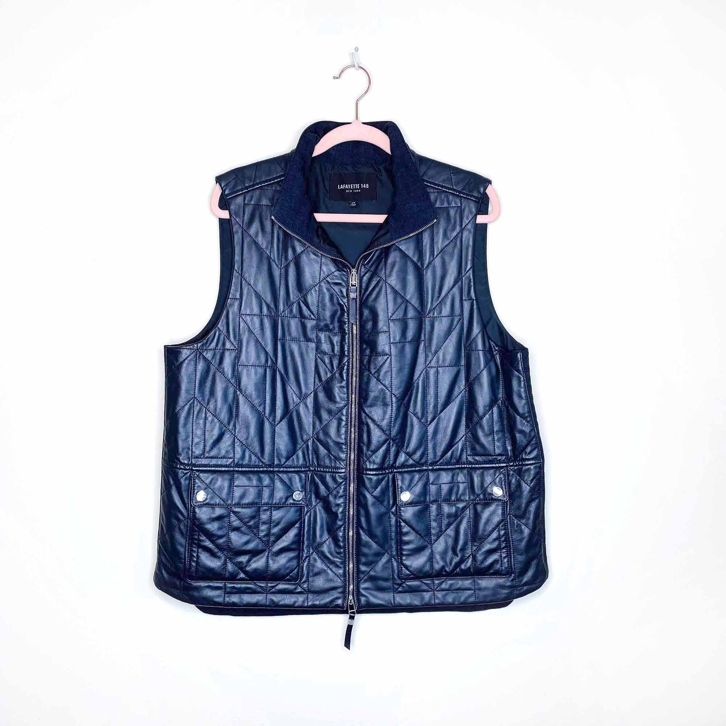 lafayette 148 leather quilted vest - size large