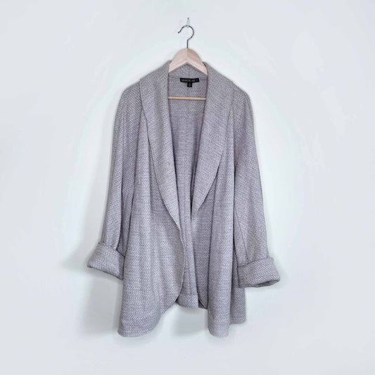 lafayette 100% wool open shawl neck oatmeal cardigan - size 2x