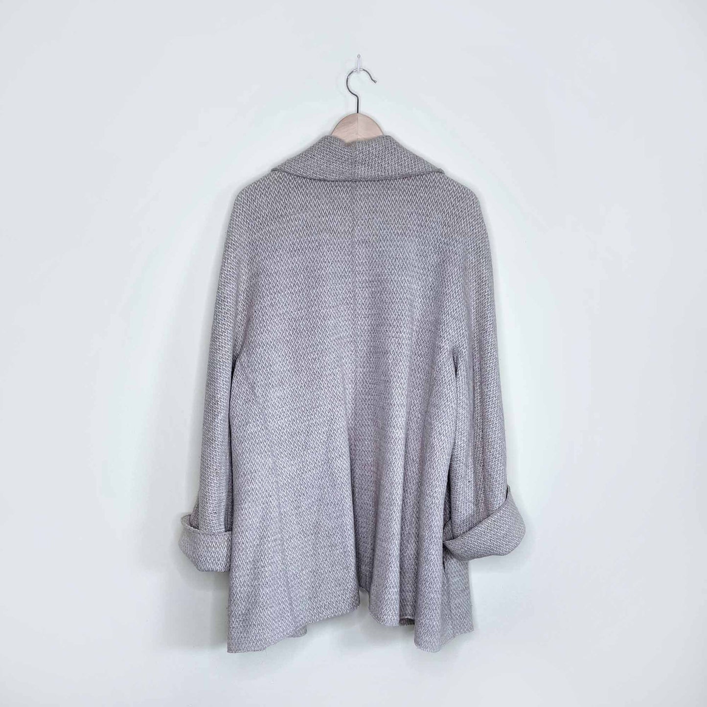 lafayette 100% wool open shawl neck oatmeal cardigan - size 2x