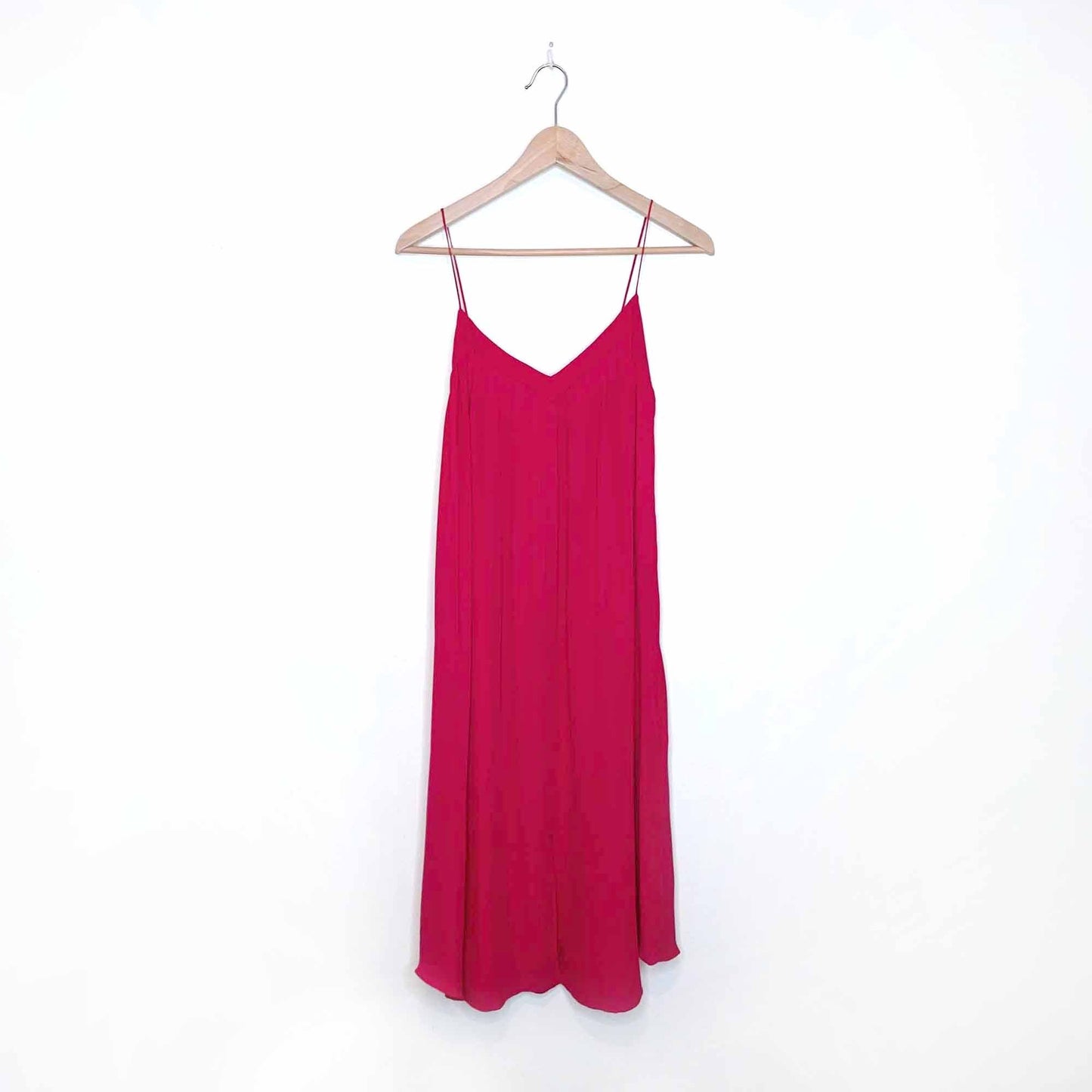 l'agence spaghetti strap pink silk chiffon summer dress - size sm/med