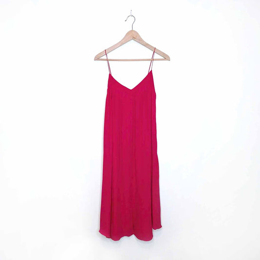 l'agence spaghetti strap pink silk chiffon summer dress - size sm/med