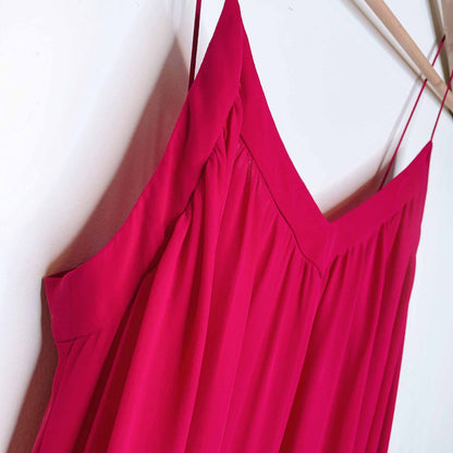 l'agence spaghetti strap pink silk chiffon summer dress - size sm/med