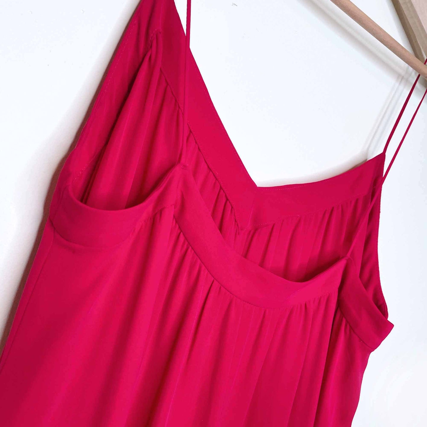 l'agence spaghetti strap pink silk chiffon summer dress - size sm/med