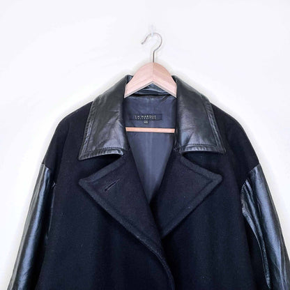 la marque wool-blend jacket with leather sleeves and collar - size medium