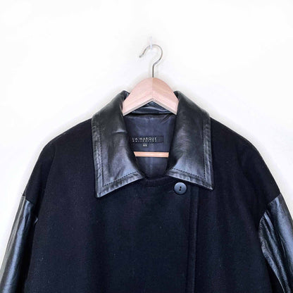 la marque wool-blend jacket with leather sleeves and collar - size medium
