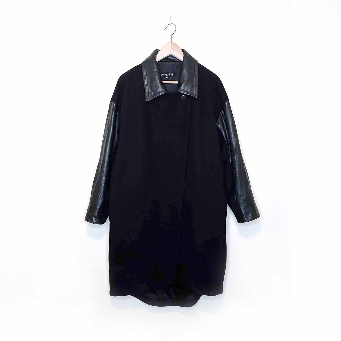 la marque wool-blend jacket with leather sleeves and collar - size medium