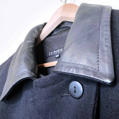 la marque wool-blend jacket with leather sleeves and collar - size medium