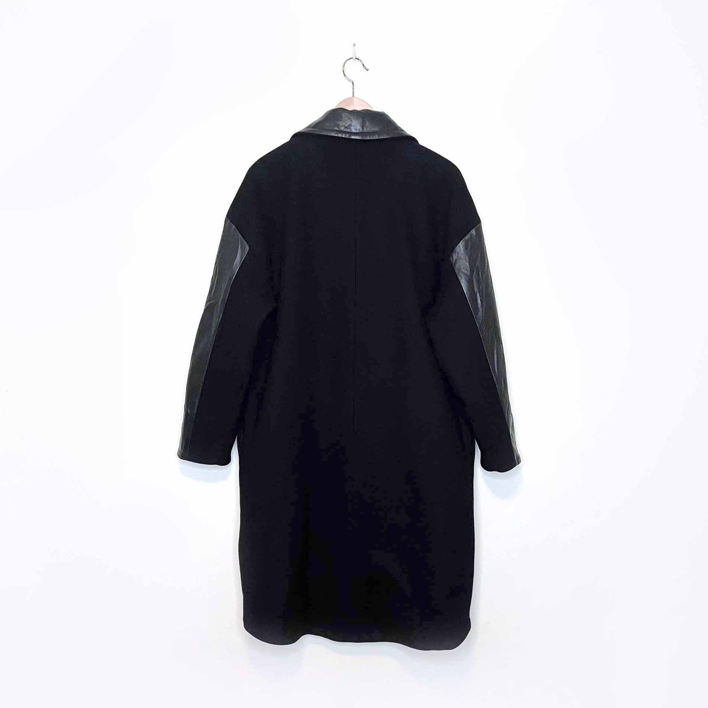 la marque wool-blend jacket with leather sleeves and collar - size medium