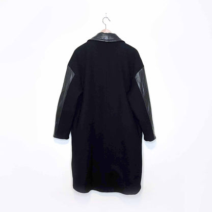 la marque wool-blend jacket with leather sleeves and collar - size medium