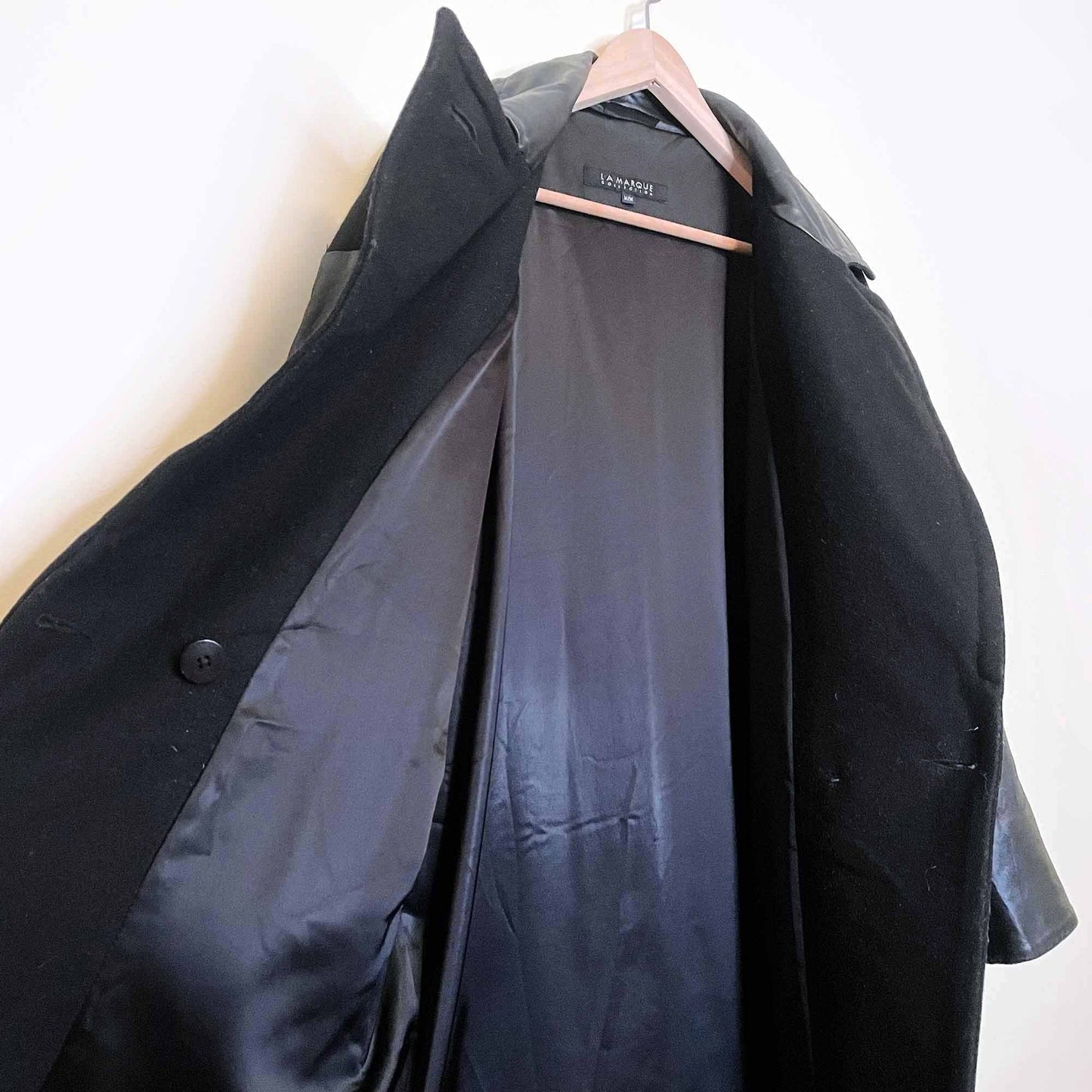 la marque wool-blend jacket with leather sleeves and collar - size medium