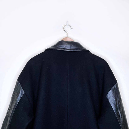 la marque wool-blend jacket with leather sleeves and collar - size medium