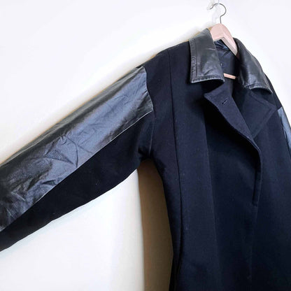 la marque wool-blend jacket with leather sleeves and collar - size medium