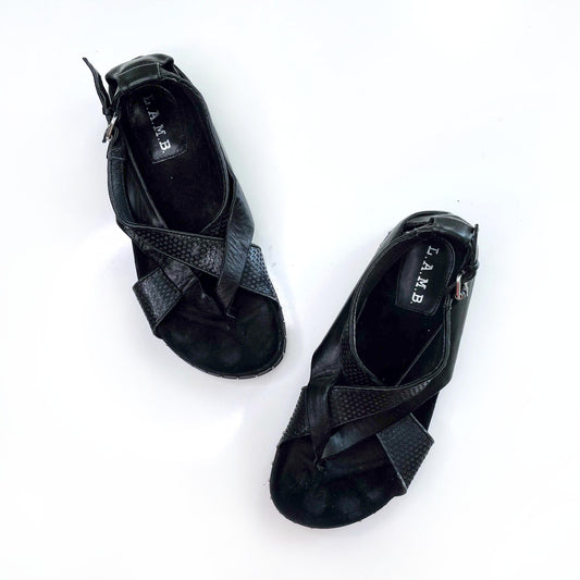 lamb bellatrix leather criss cross thong sandal - size 8
