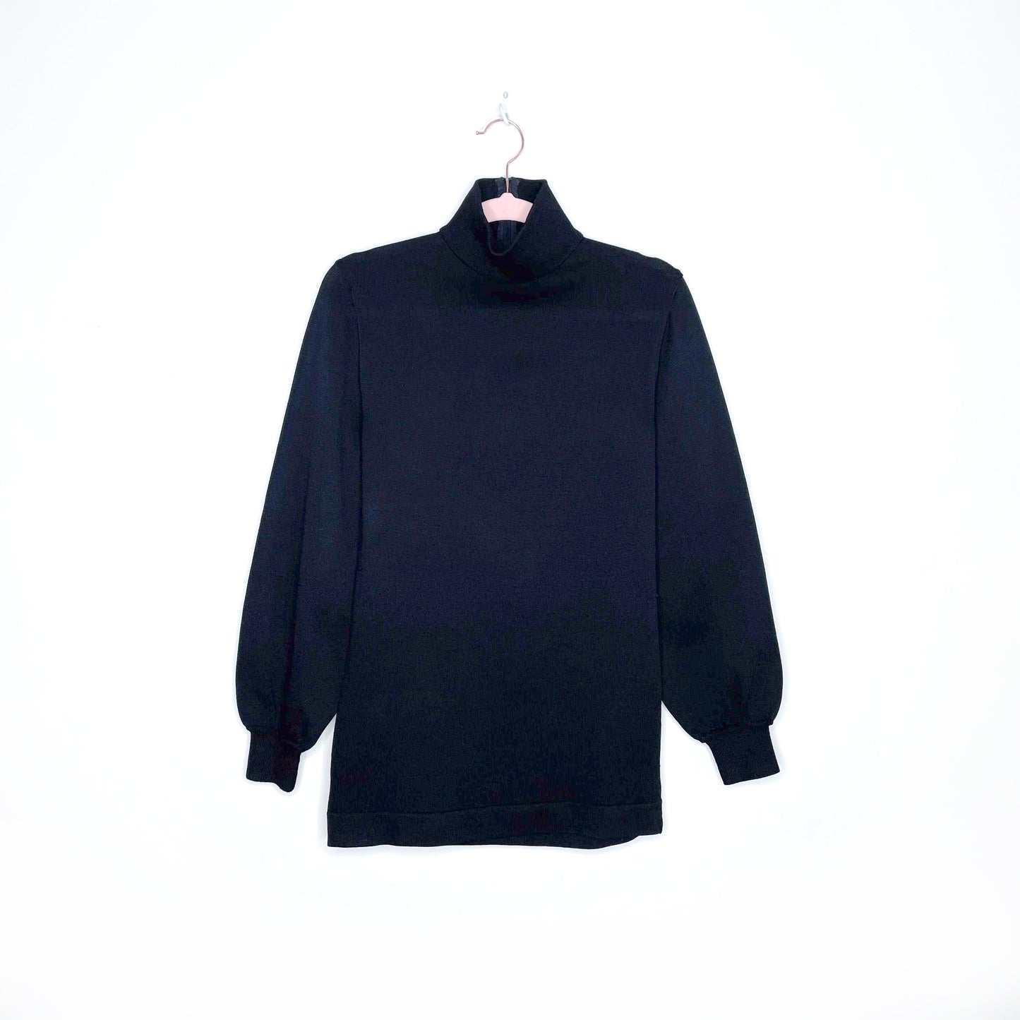 vintage lanvin black balloon sleeve turtleneck - size medium