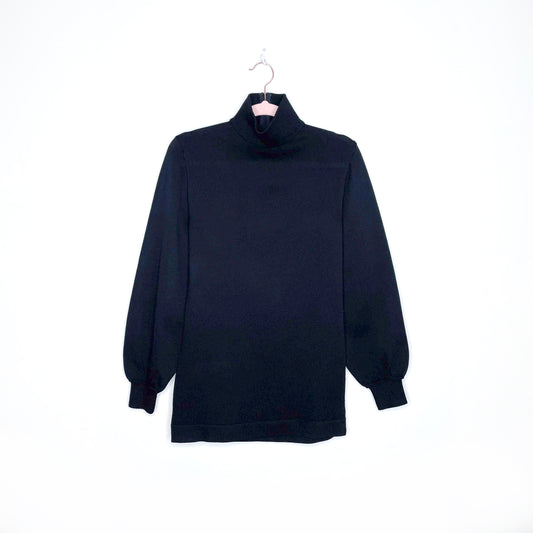 vintage lanvin black balloon sleeve turtleneck - size medium