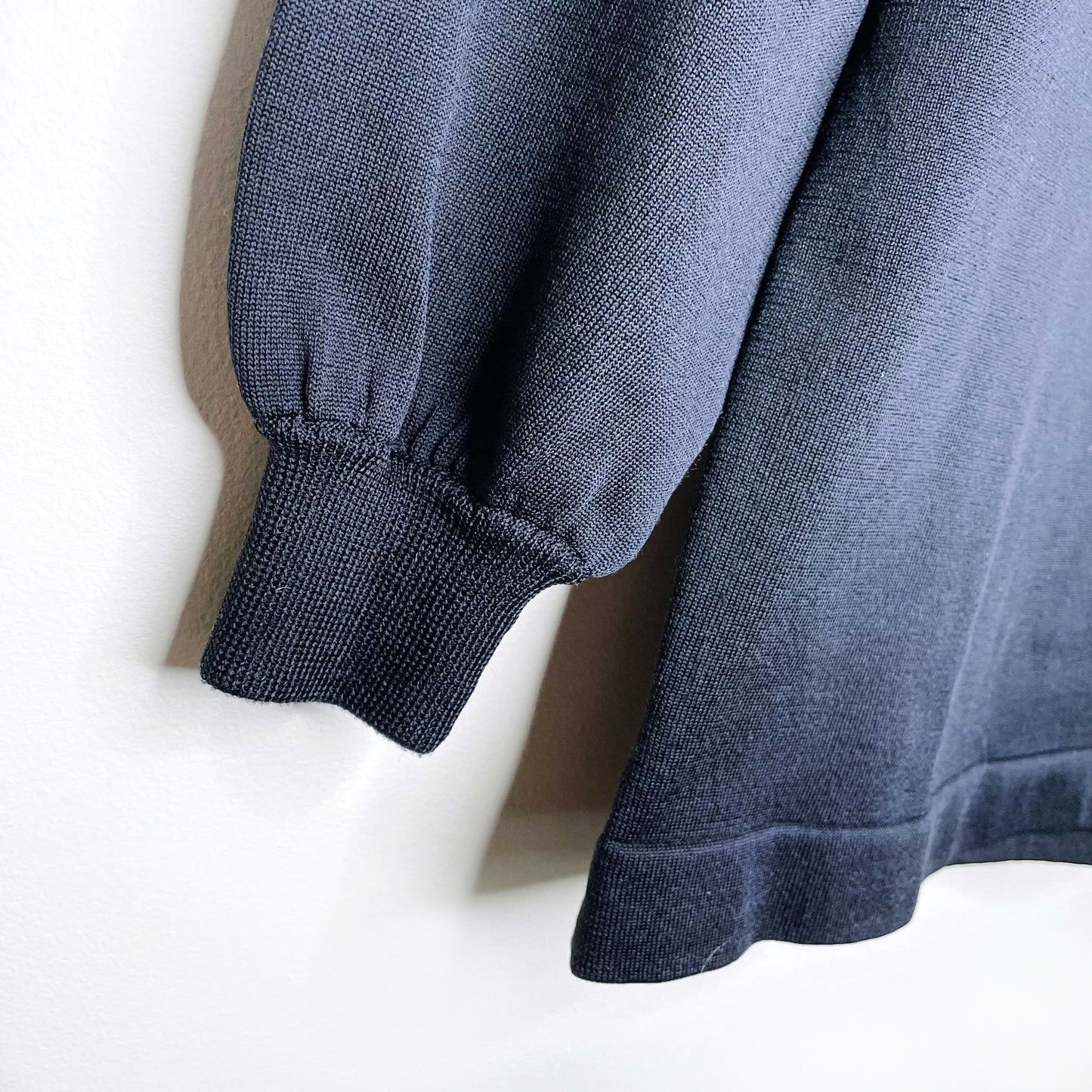 vintage lanvin black balloon sleeve turtleneck - size medium