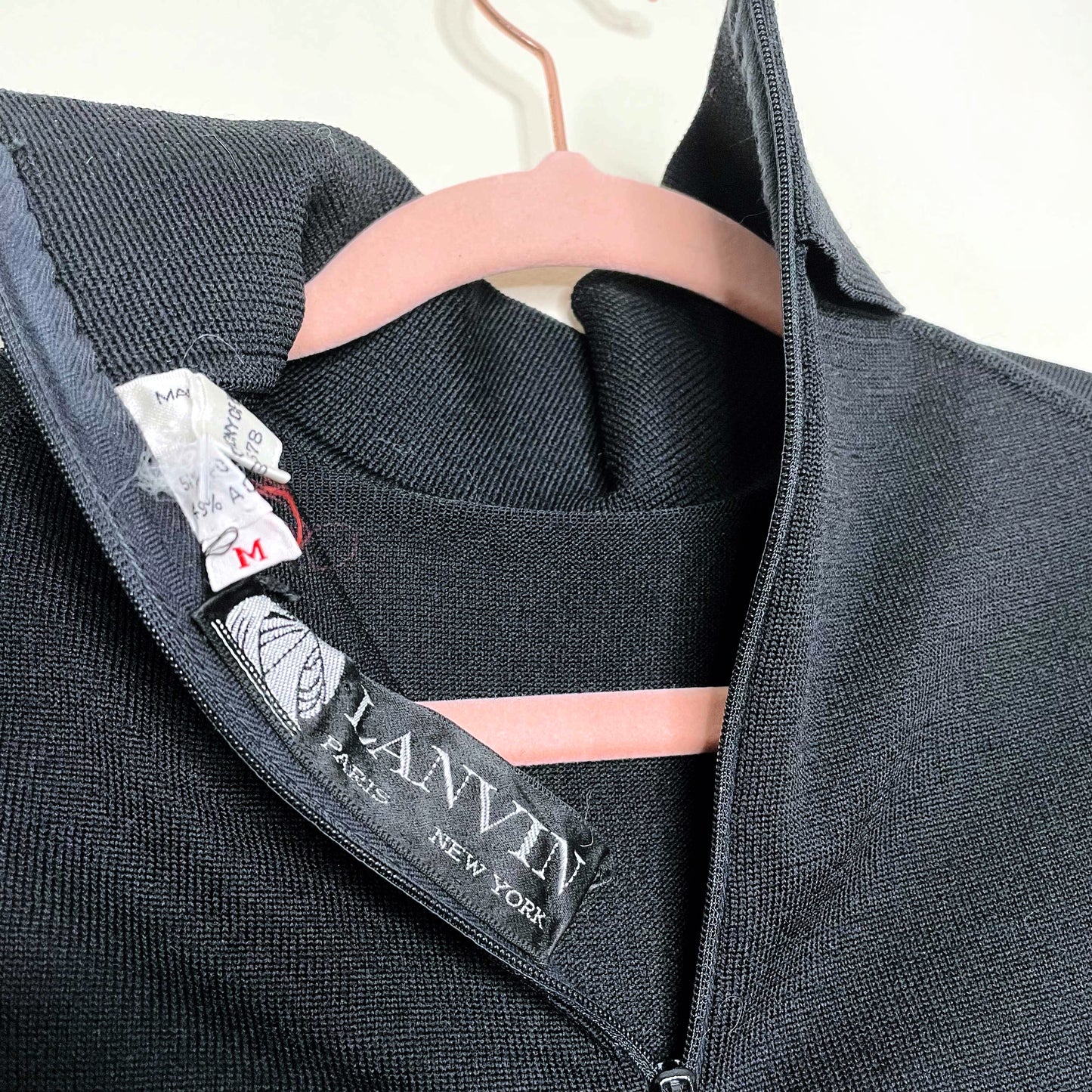 vintage lanvin black balloon sleeve turtleneck - size medium