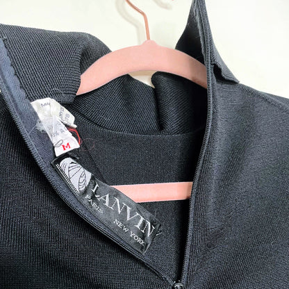 vintage lanvin black balloon sleeve turtleneck - size medium