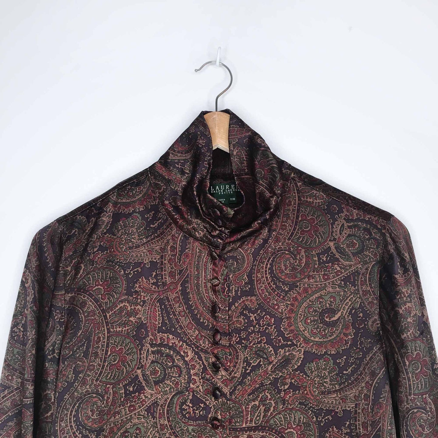 Lauren Ralph Lauren silk paisley high neck blouse - size Small Petite