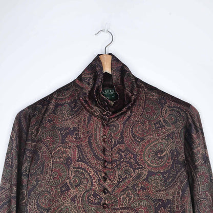 Lauren Ralph Lauren silk paisley high neck blouse - size Small Petite