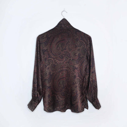 Lauren Ralph Lauren silk paisley high neck blouse - size Small Petite