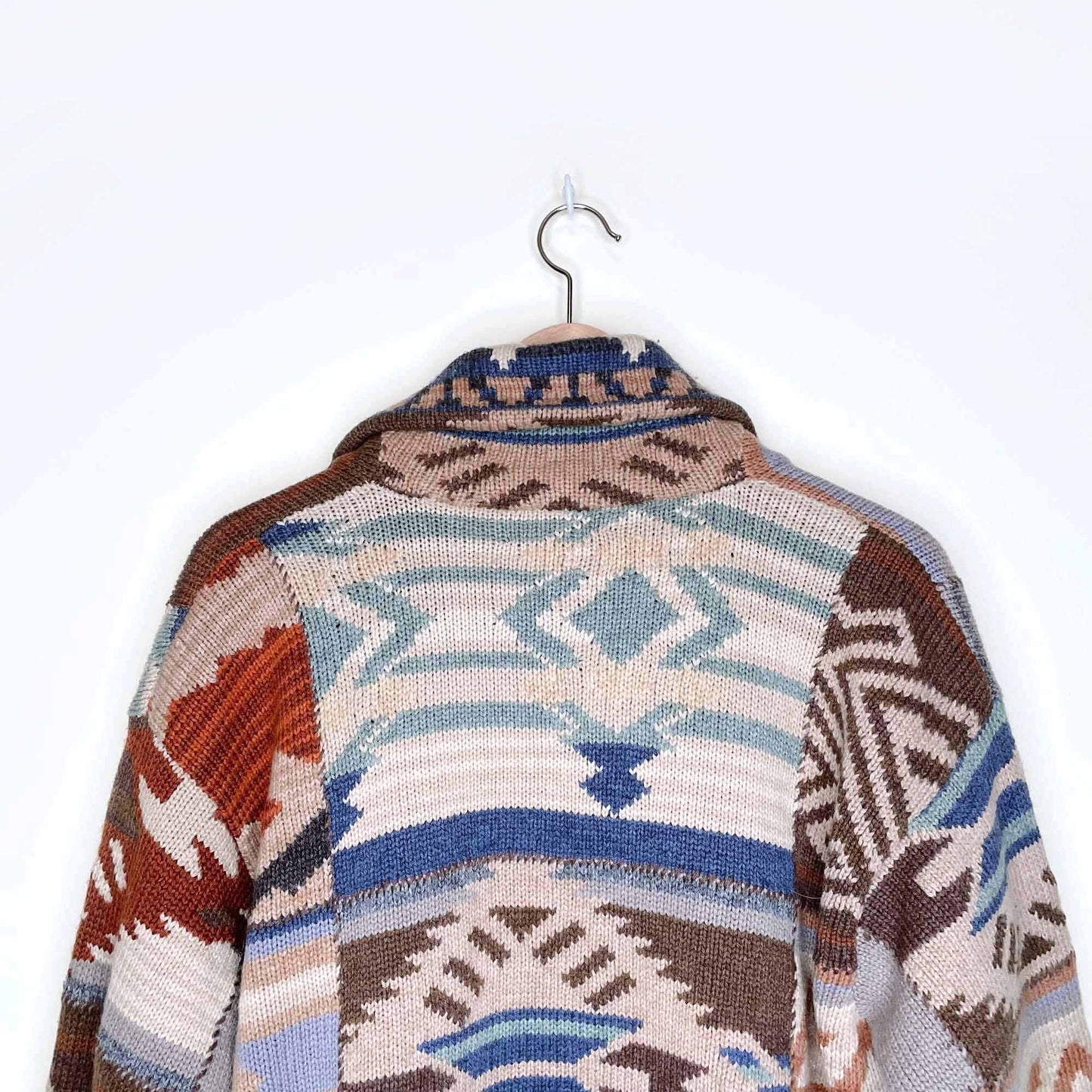 vintage ralph lauren hand-knit navajo wool-alpaca ranch cardigan - size medium