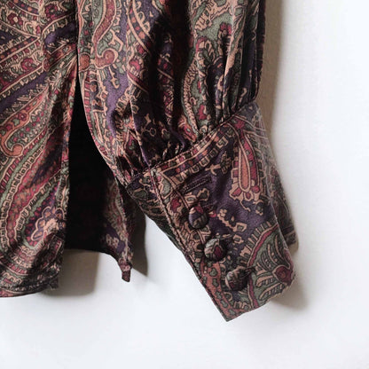 Lauren Ralph Lauren silk paisley high neck blouse - size Small Petite