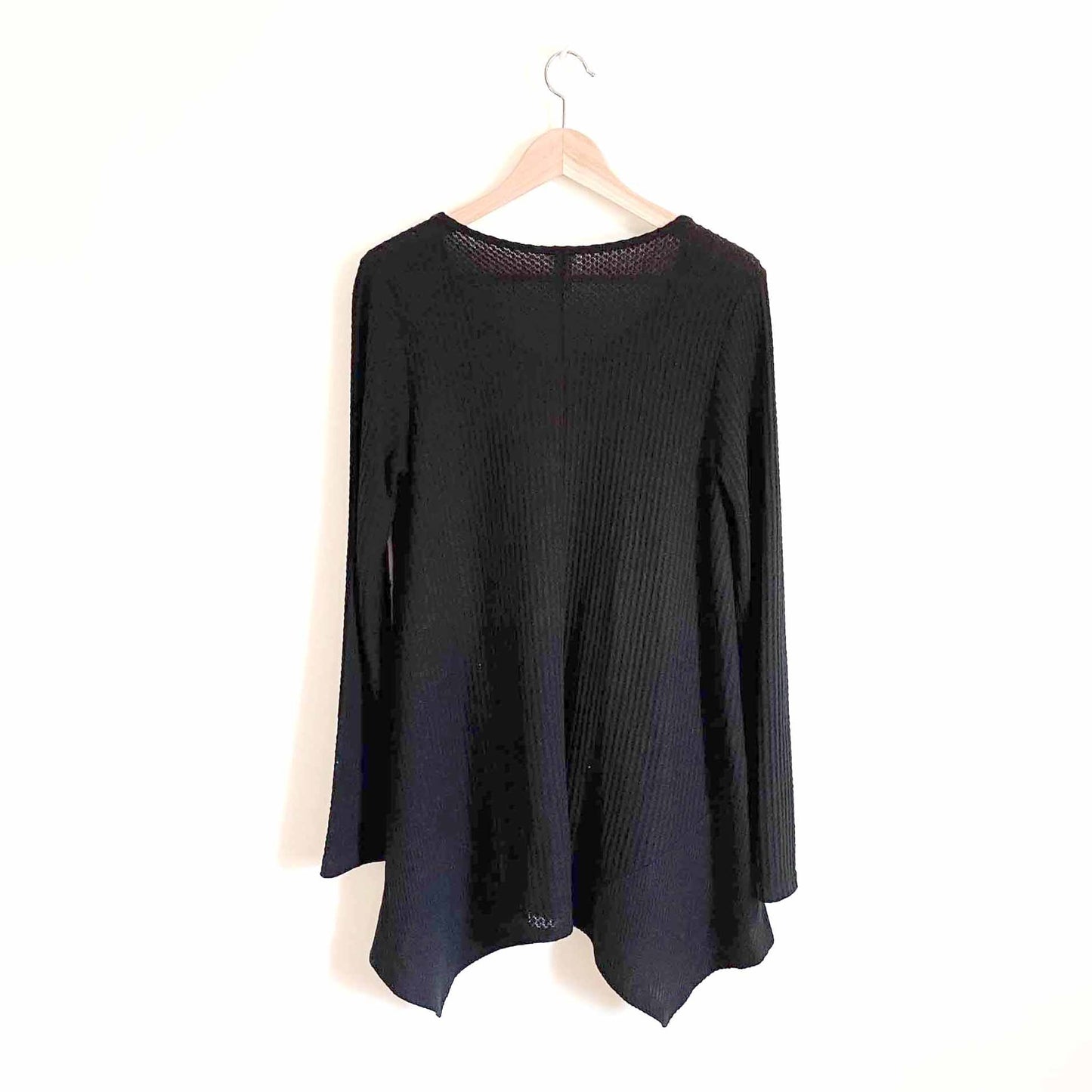 anthropologie lazy saturday black long sleeve waffle thermal - size medium