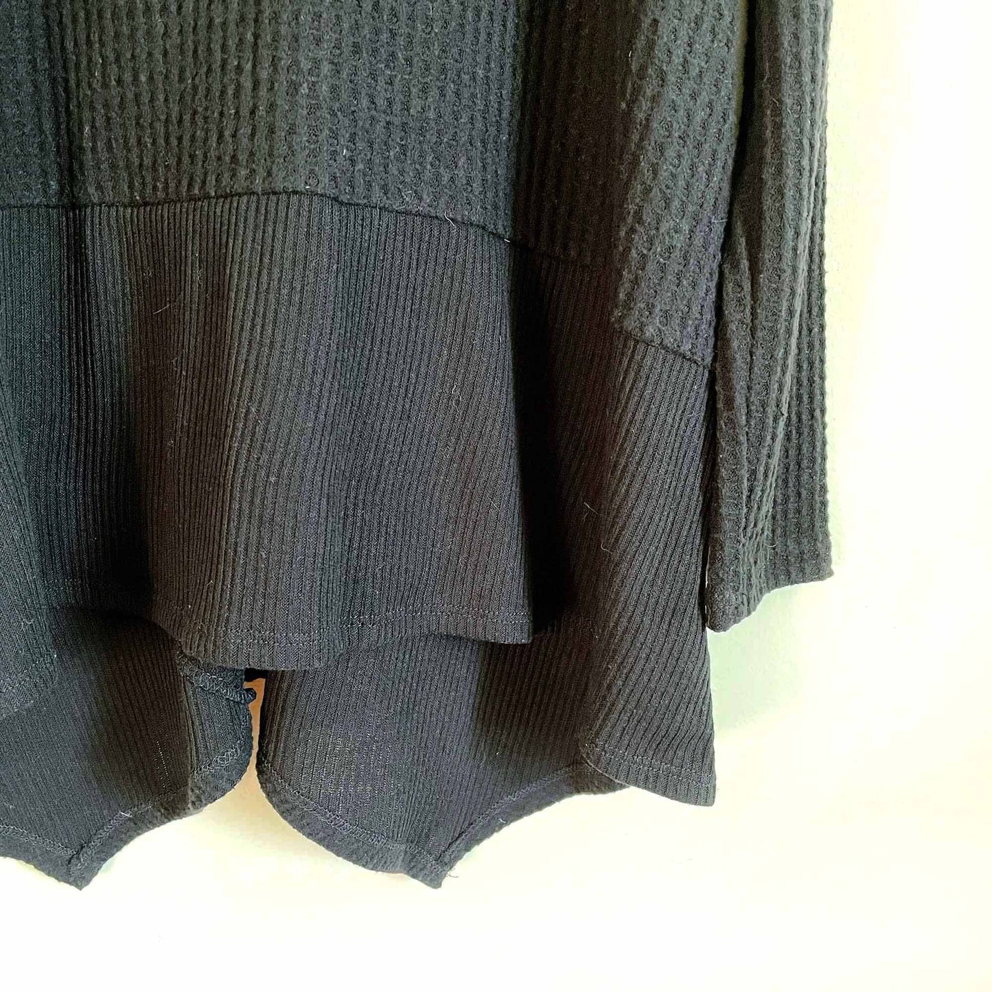 anthropologie lazy saturday black long sleeve waffle thermal - size medium