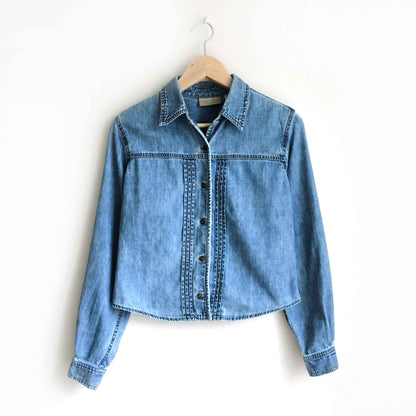 Vintage Liz Claiborne cropped denim button down - size 4