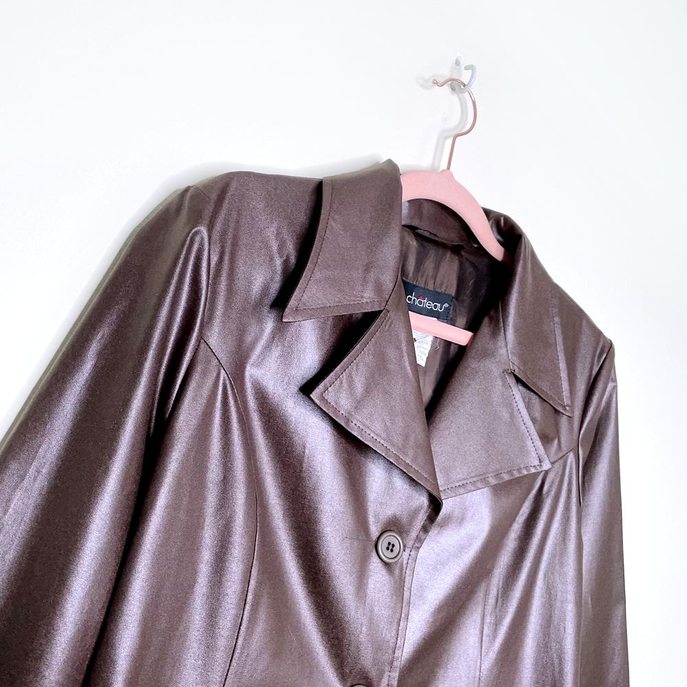 vintage y2k le chateau faux leather duster jacket - size medium