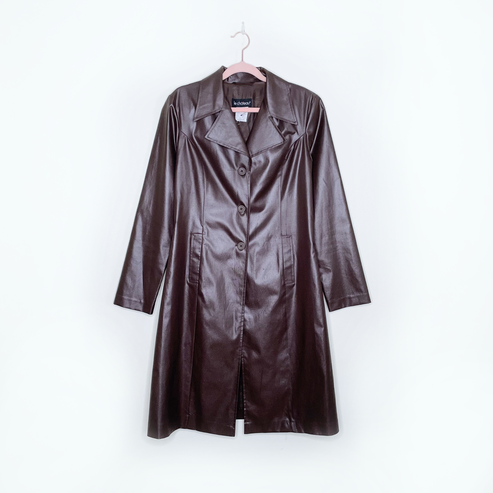 vintage y2k le chateau faux leather duster jacket - size medium
