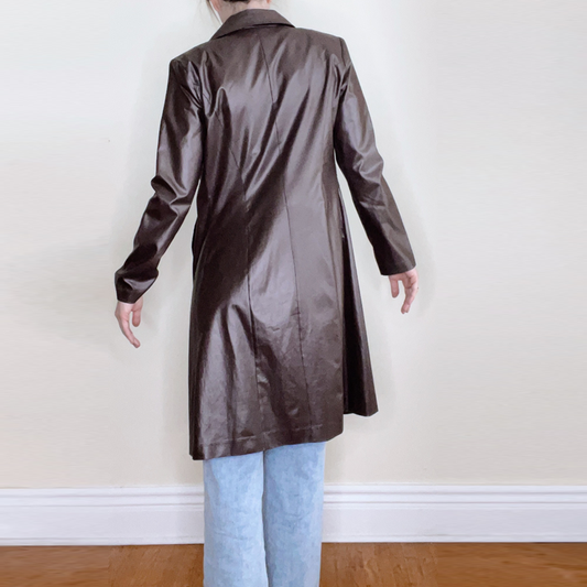 vintage y2k le chateau faux leather duster jacket - size medium