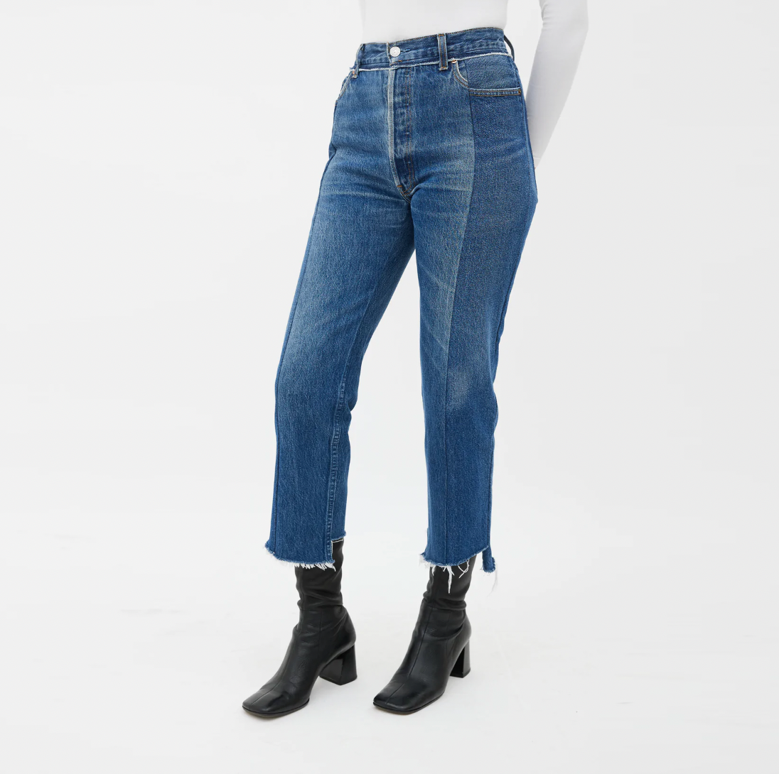 vetements x levi's reconstructed high rise straight leg jeans - size 25/26