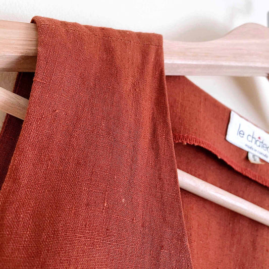 vintage le chateau linen button down midi dress - size 5