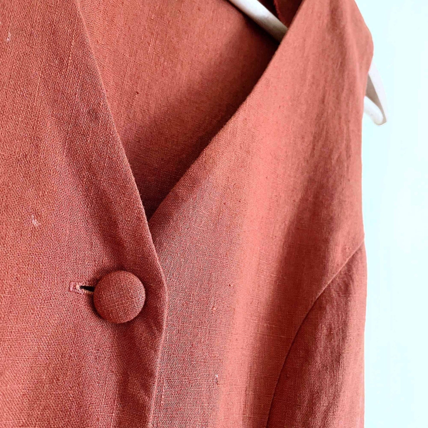 vintage le chateau linen button down midi dress - size 5