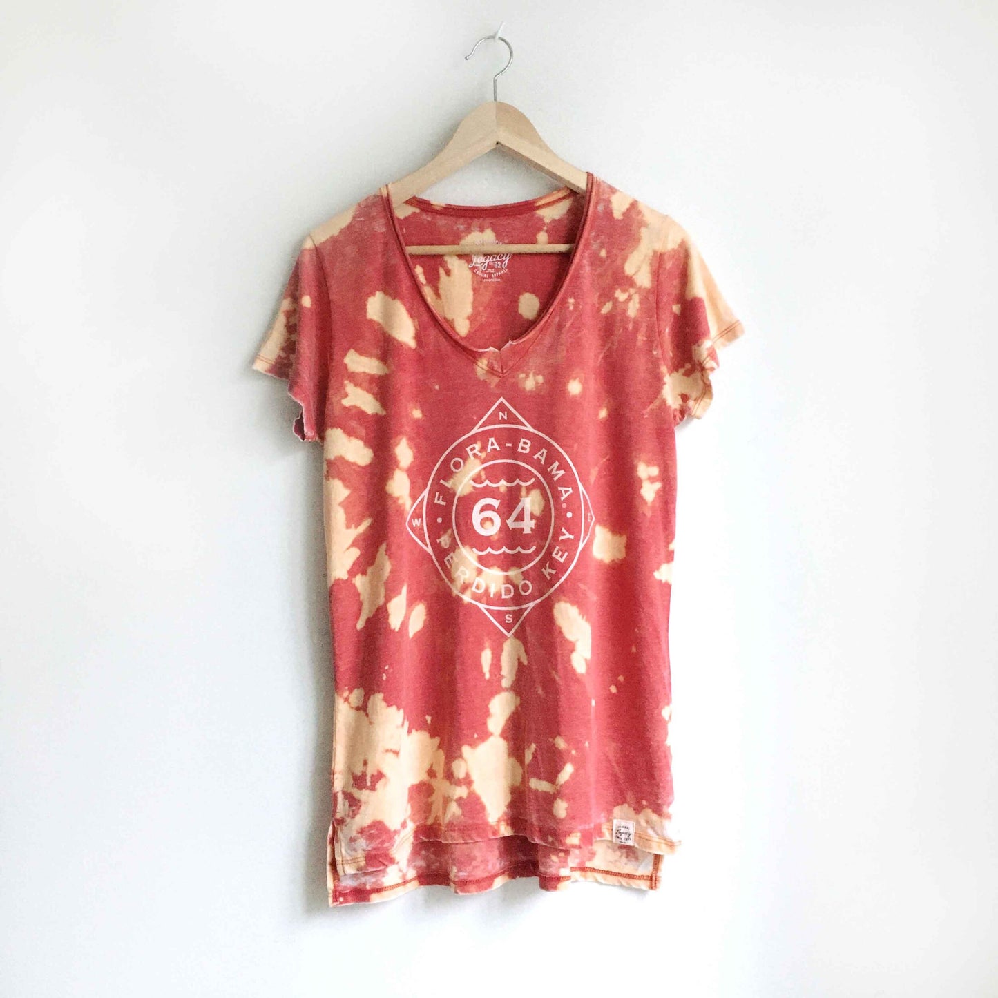 Legacy bleach tie dye burnout v-neck tee - size xl