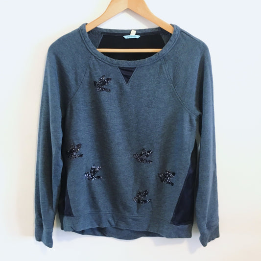 Leifnotes Anthropologie Sweatshirt Sequin Birds - size Small