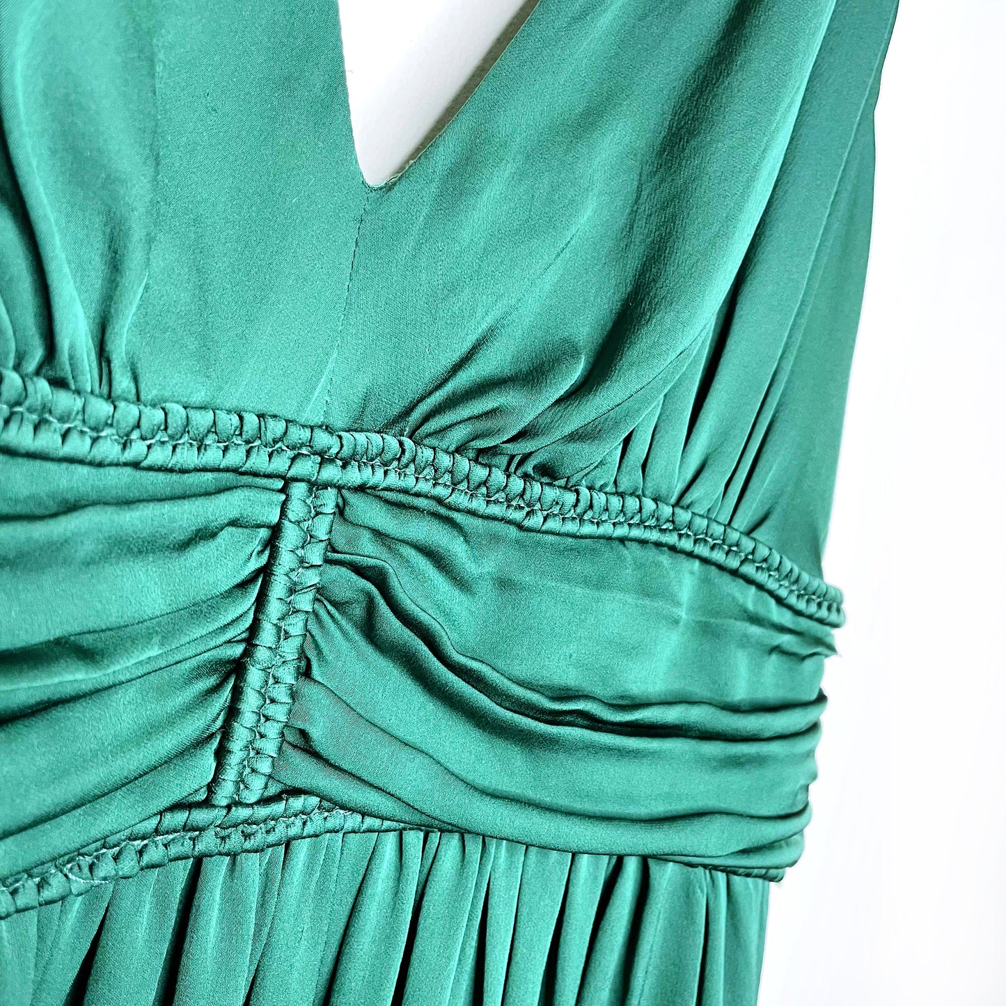 leon max special edition green silk goddess dress - size 10