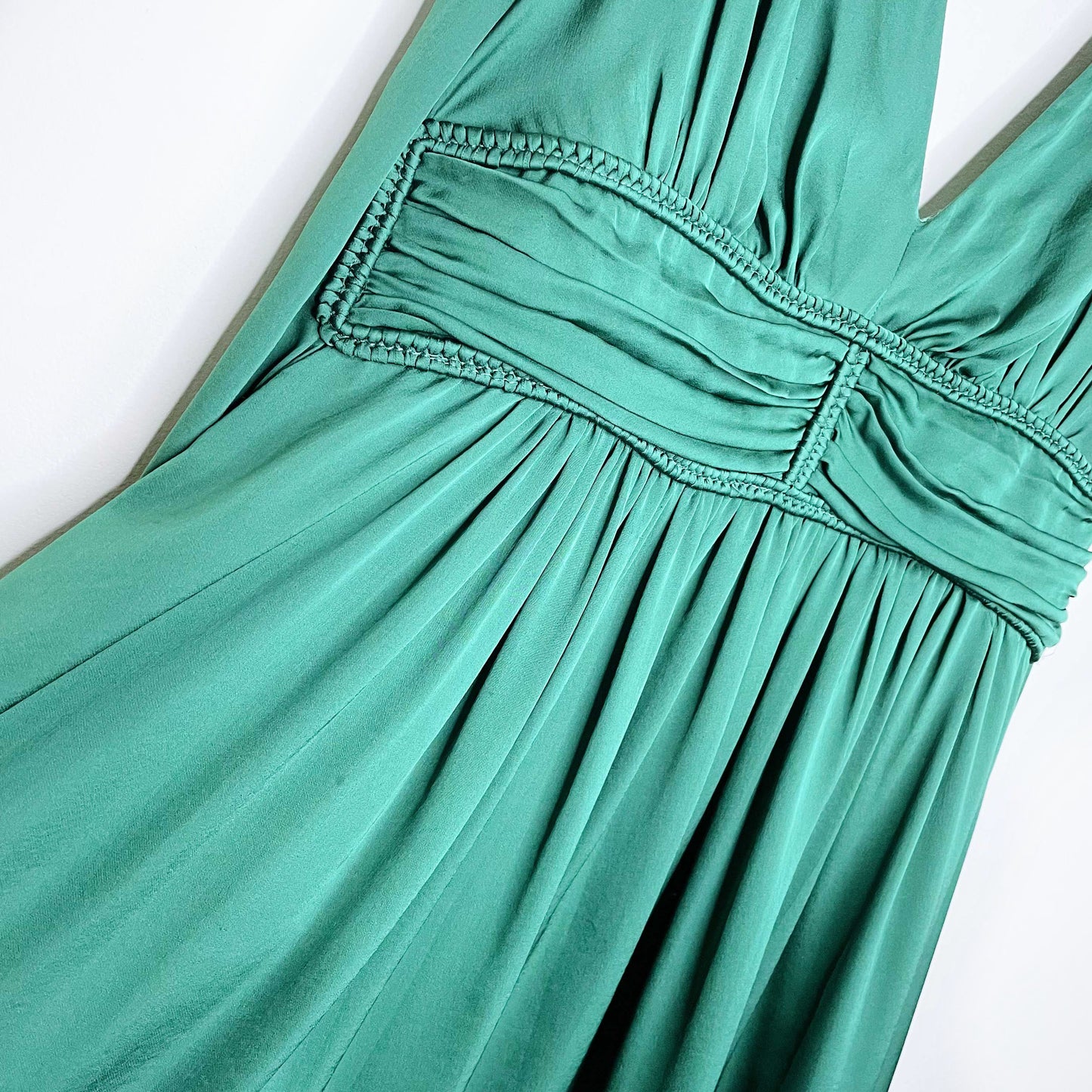 leon max special edition green silk goddess dress - size 10